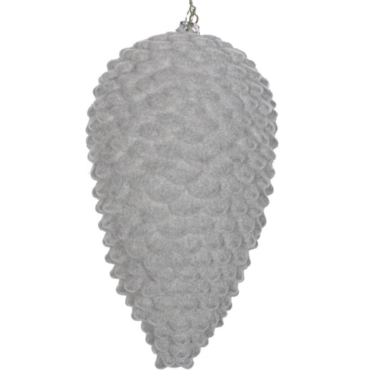 Vickerman 7" Silver Flocked Pinecone Christmas Ornament Pack of 2