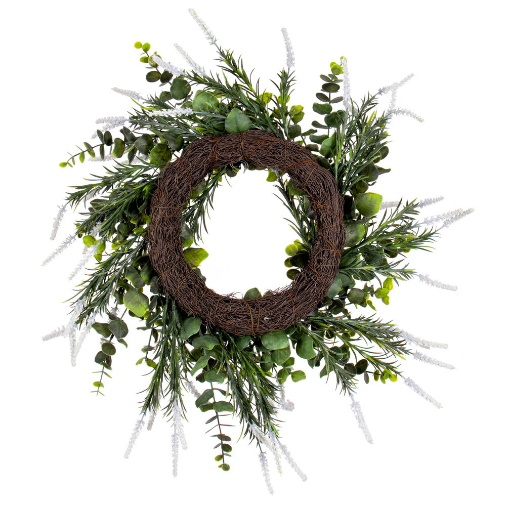 Vickerman 24" Green Artificial Rosemary & Eucalyptus Wreath.