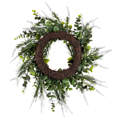 Vickerman 24" Green Artificial Rosemary & Eucalyptus Wreath.