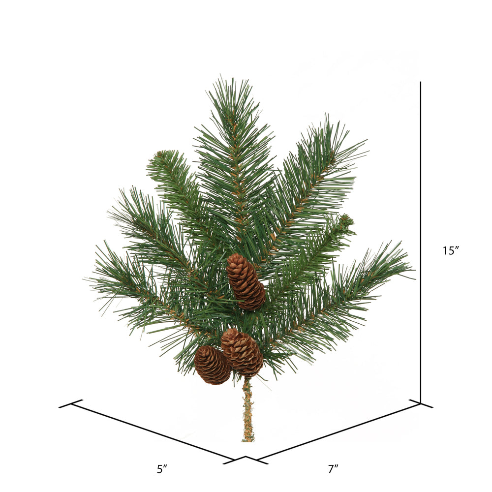 Vickerman 15" Cheyenne Pine Artificial Christmas Spray. Includes 12 sprays per pack.