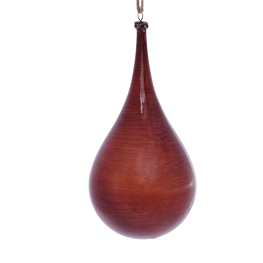 Vickerman 4" Copper Wood Grain Teardrop Christmas Ornament Pack of 2