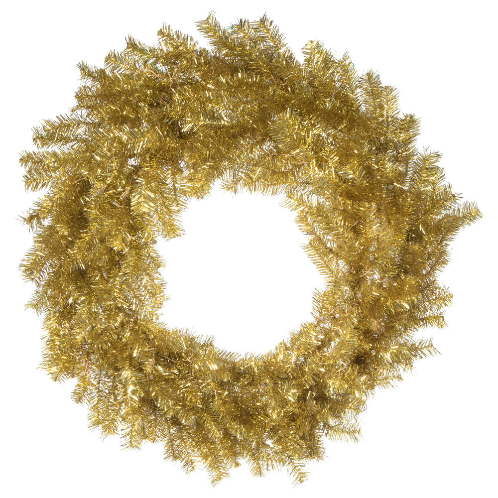 Vickerman 48" Gold and Silver Tinsel Artificial Christmas Wreath Clear Dura-lit Incandescent Lights