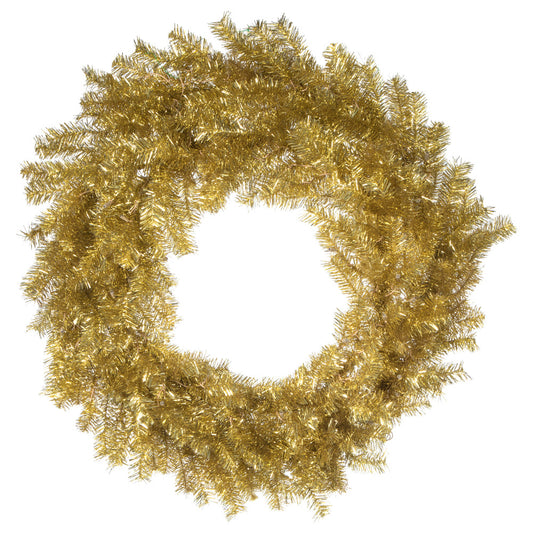 Vickerman 48" Gold and Silver Tinsel Artificial Christmas Wreath Clear Dura-lit Incandescent Lights