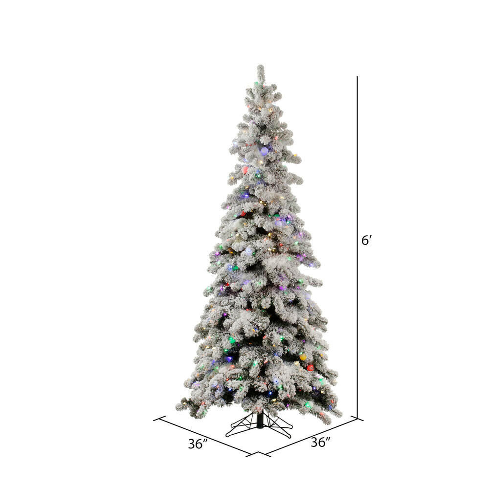 Vickerman 6' Flocked Kodiak Spruce Artificial Christmas Tree Multi-Colored LED Lights