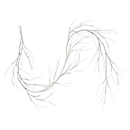 Vickerman 6' White Birch Twig Garland Battery Operated Warm White 3mm Wide Angle LED lights.