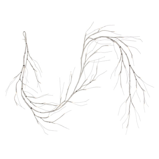 Vickerman 6' White Birch Twig Garland Battery Operated Warm White 3mm Wide Angle LED lights.