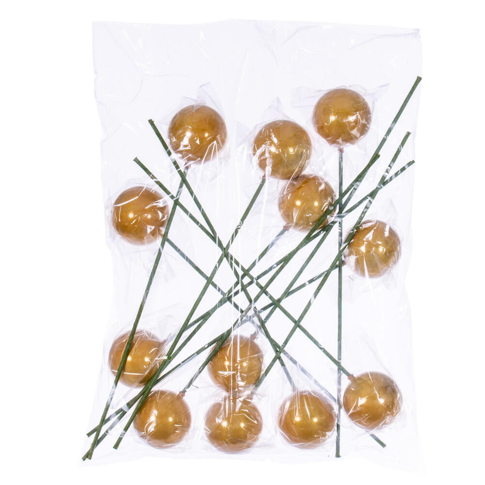 Vickerman 3" x 18" Gold Pearl Ball Ornament Stick 12 per bag.