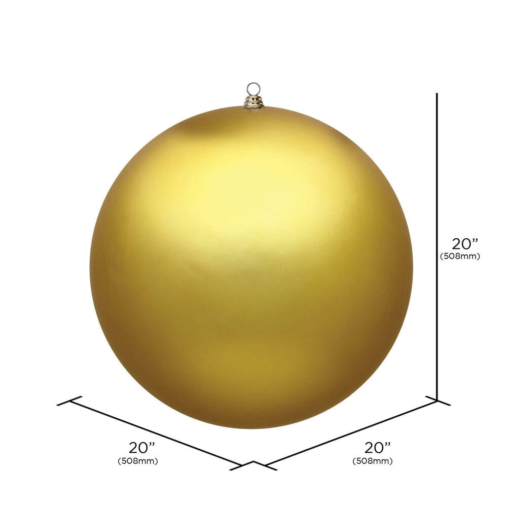 Vickerman 20" Giant Matte Gold Ball Christmas Ornament UV Resistant