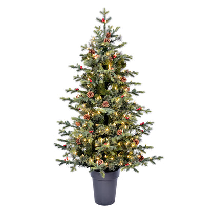 Vickerman 5' x 41" Potted Timberline Pine Artificial Christmas Tree Warm White Dura-lit LED Lights
