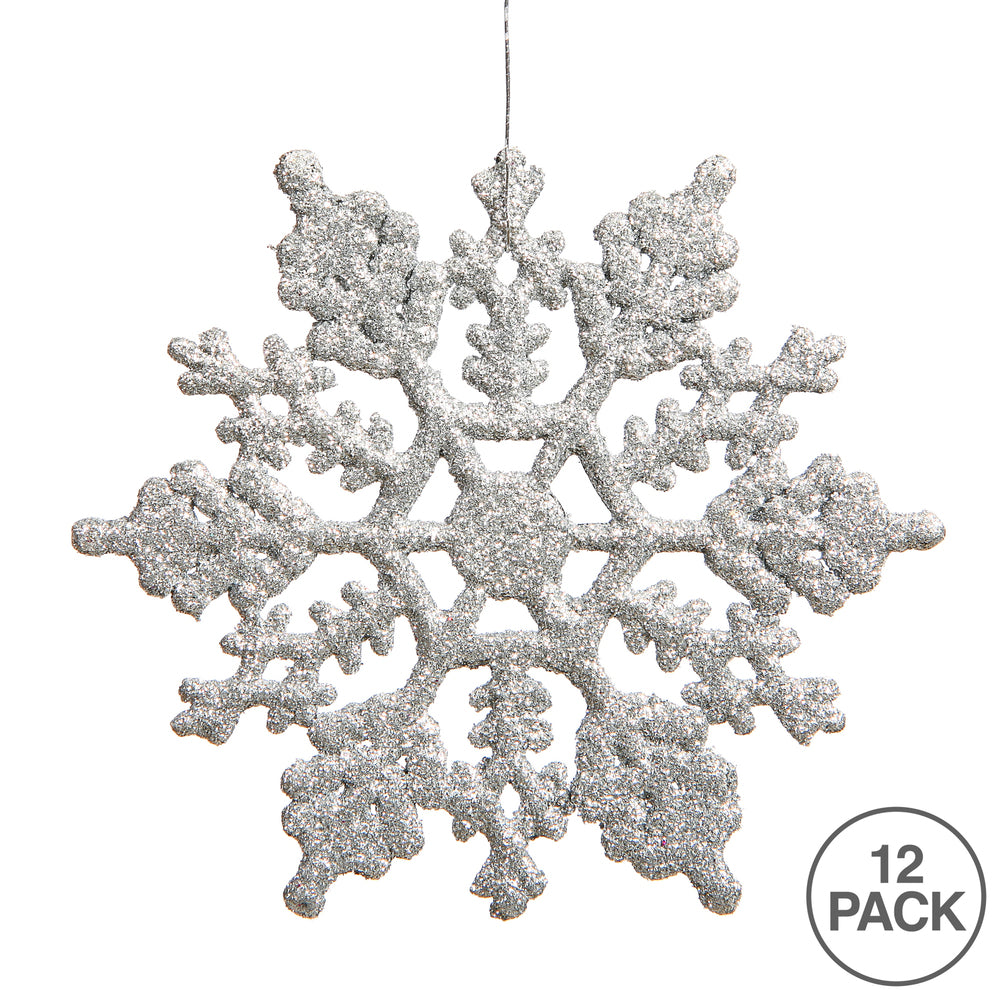 Vickerman 8" Silver Glitter Snowflake Christmas Ornament 12 per Box