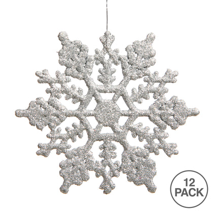 Vickerman 8" Silver Glitter Snowflake Christmas Ornament 12 per Box