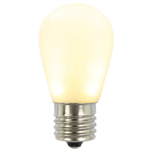 Vickerman S14 LED White Ceramic Bulb 1.3 Watts, 130V, E26 Medium Nickel Base, 5 per pack.