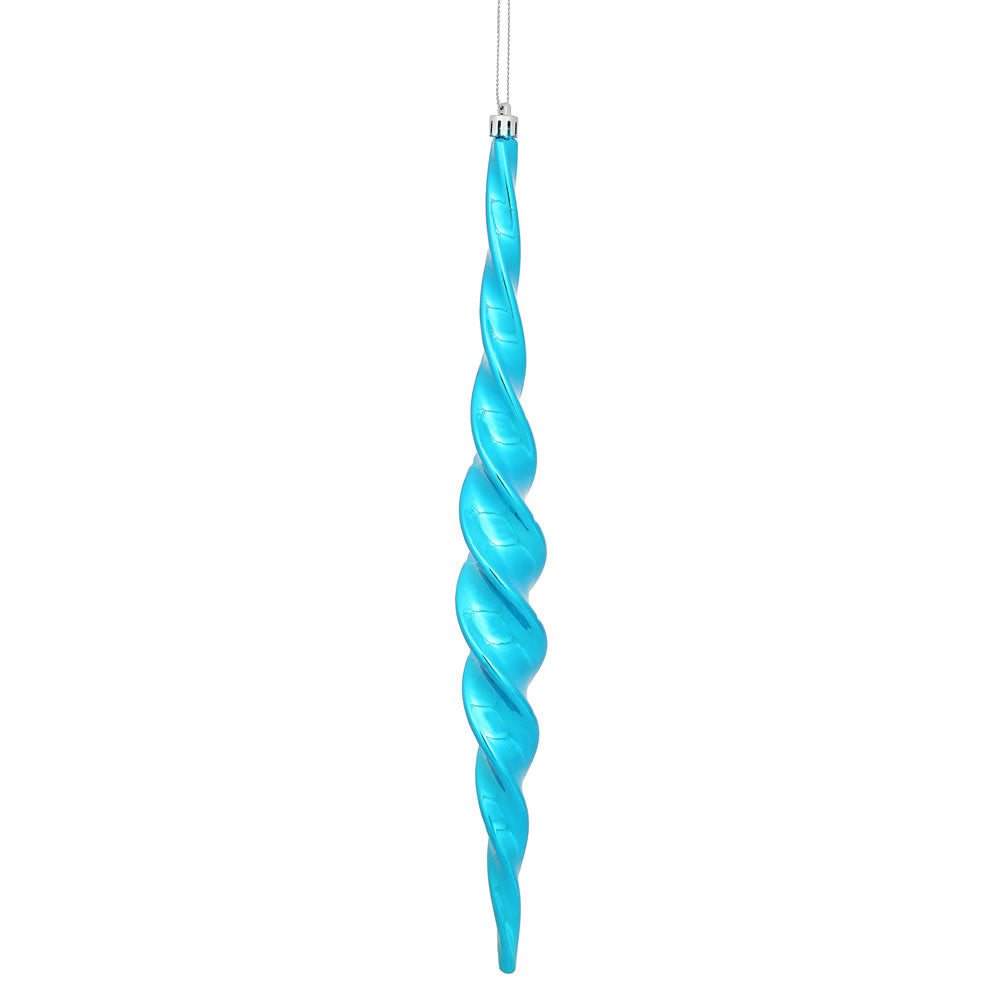 Vickerman 14.6" Turquoise Shiny Spiral Icicle Christmas Ornament Pack of 2