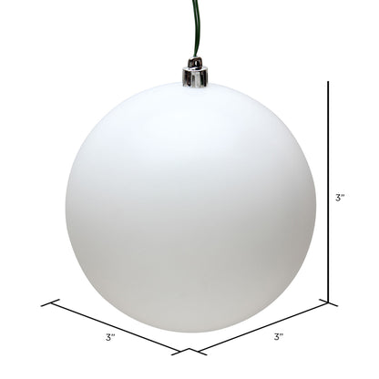 Vickerman 3" White Matte Ball Ornament 12 per Bag