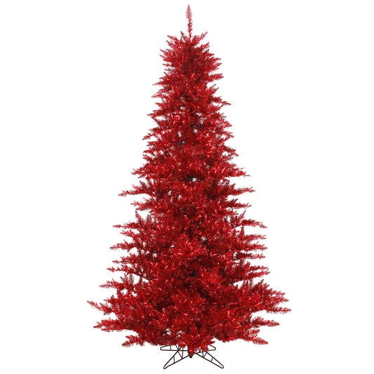 Vickerman 9' Tinsel Red Artificial Christmas Tree Unlit