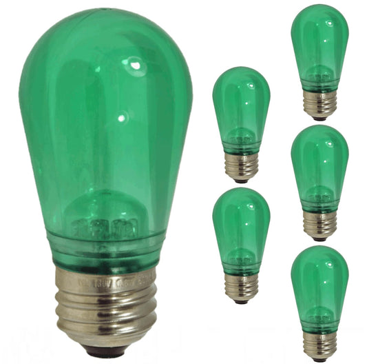 Damar- S14 Colored LED String Light Bulb Twinkle Transparent Green 0.55W-1.5W E26 Medium Base 100-130V- Shatterproof Waterproof Outdoor Indoor Replacement Bulb for Home Decorations Christmas