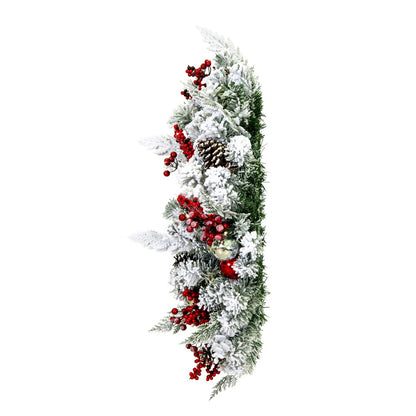 Vickerman 30" Flocked Artificial Christmas Wreath Battery Operated Pure White LED Lights