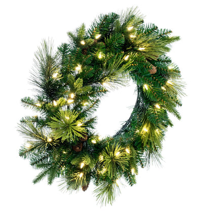 Vickerman 24" Emerald Mixed Fir Artificial Christmas Wreath with LED Warm White Lights