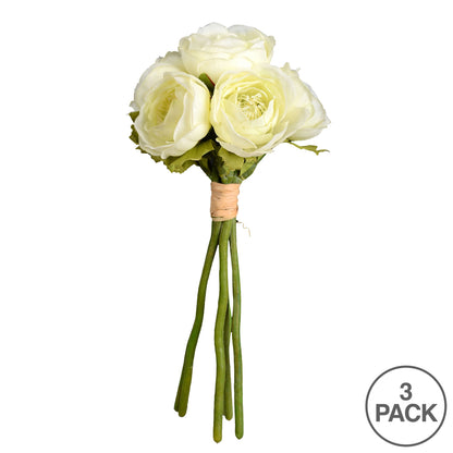 Vickerman 9" Artificial Mini White Ranunculus Spray. Includes 3 sprays per pack.