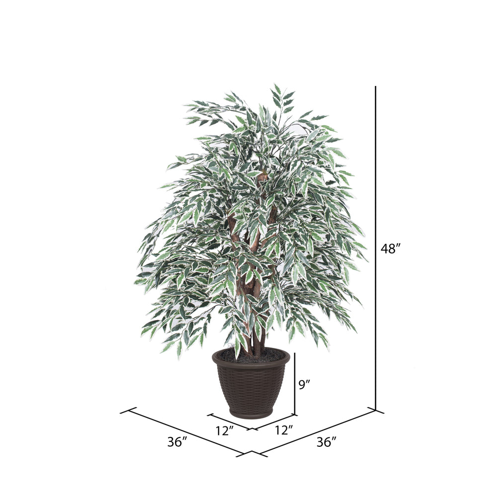 Vickerman 4' Artificial Variegated Smilax Extra Full Bush Brown Plastic Container.