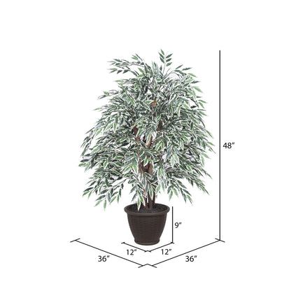 Vickerman 4' Artificial Variegated Smilax Extra Full Bush Brown Plastic Container.
