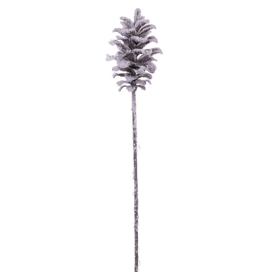 Vickerman 29" Grand Glitter Artificial Snow Pinecone Stem. Includes 3 in a bag.
