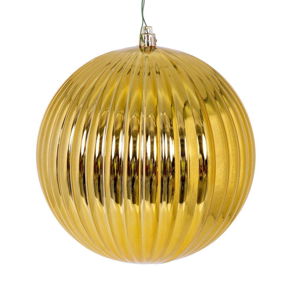 Vickerman 6" Gold Shiny Lined Ball Ornament 4 per Bag.