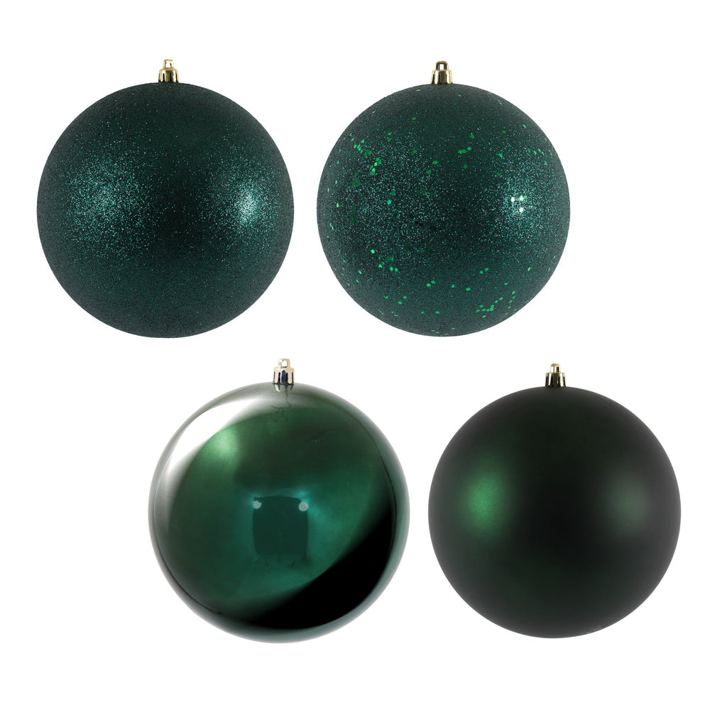 Vickerman 6" Midnight Green 4-Finish Ball Ornament Assortment 4 per Box