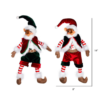 Vickerman 14" Holly Jolly Collection Mouse Doll Pack of 2