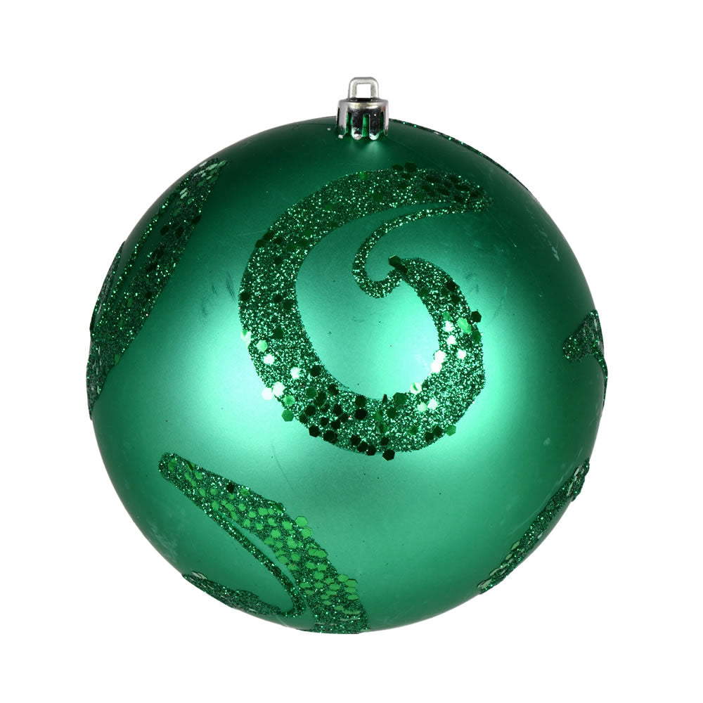 Vickerman 4" Seafoam Green Matte Sequin Swirl Ornament 6 per Bag