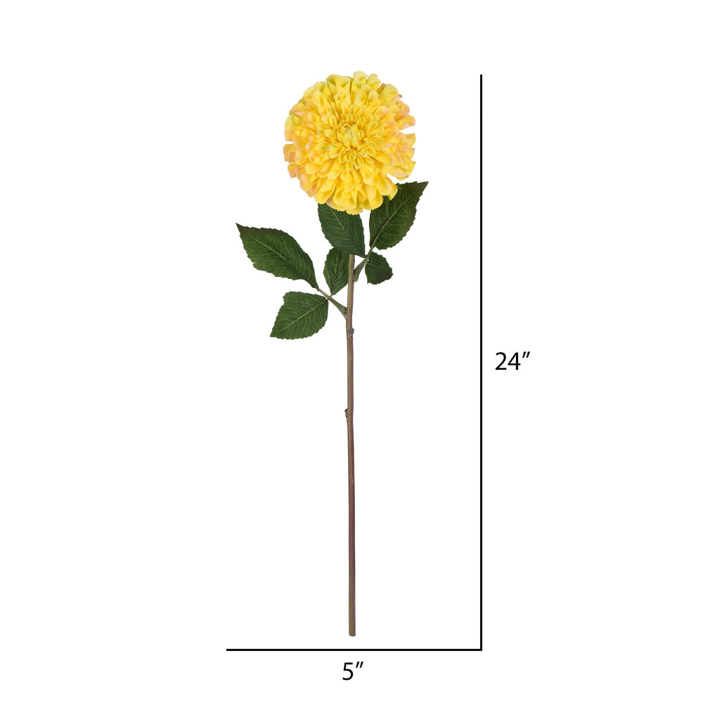 Vickerman 24" Artificial Yellow Zinnia Stem Set of 3