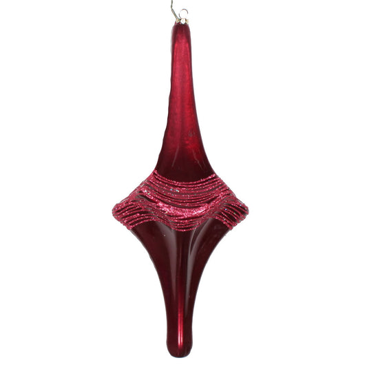Vickerman 12" Berry Red Candy Glitter Drop Christmas Ornament.