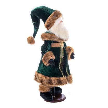 Vickerman 24" Emerald Green Velvet Santa Doll with Stand. This santa has glasses stand is removeable.