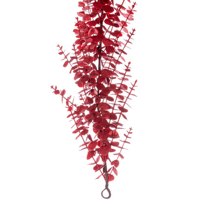 Vickerman 6' Red Artificial Eucalyptus Glitter Garland.