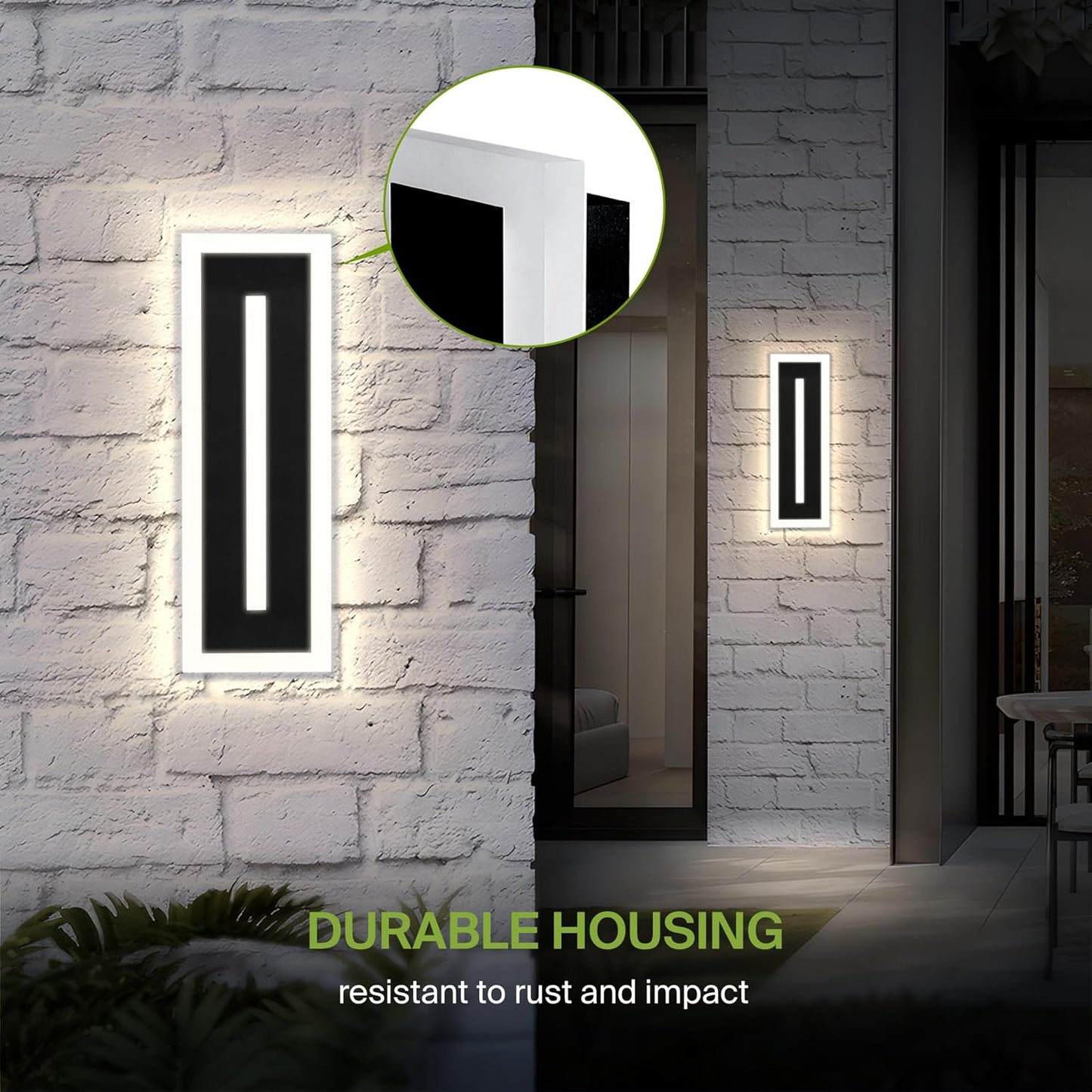 ASD Lighting LED Outdoor Wall Sconce with Center Light 18" 18W 120-277V CCT Selectable 3000/4000/5000K Dimmable Black ETL