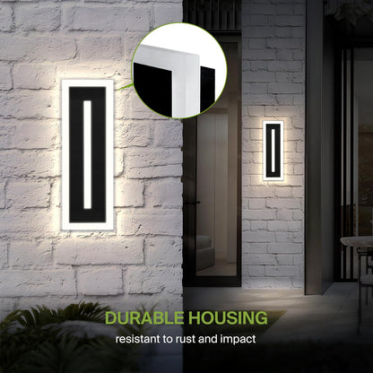 ASD Lighting LED Outdoor Wall Sconce with Center Light 18" 18W 120-277V CCT Selectable 3000/4000/5000K Dimmable Black ETL