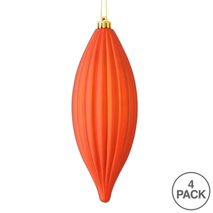 Vickerman 8" Burnished Orange Matte Line Finial Ornament Pack of 4