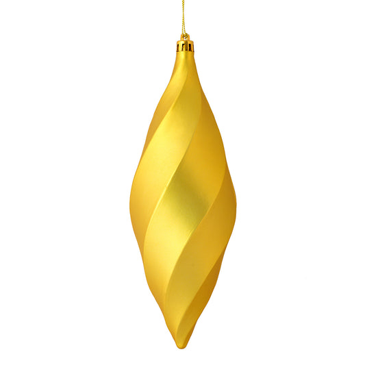 Vickerman 8" Gold Matte Swirl Finial Ornament Pack of 6