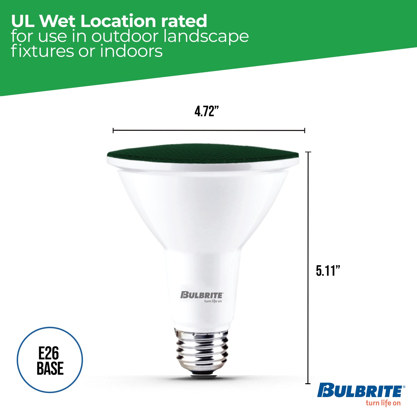 Bulbrite 772503 90-Watt Equivalent, Green Color PAR38 Weatherproof Outdoor E26 Medium Base Flood LED Light Bulb