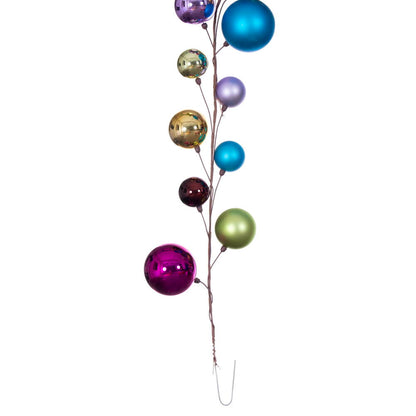Vickerman 10' Multi-Colored Assorted Finish Branch Ball Ornament Garland.