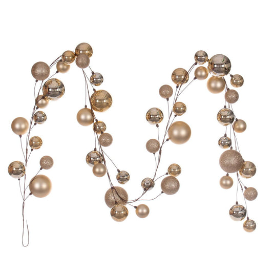 Vickerman 10' Champagne And Rose Assorted Finish Branch Ball Ornament Garland.