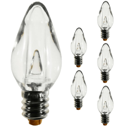 Damar- C7 LED Christmas Night Light Bulb E12 Candelabra Base 0.96W 2700K Warm White Dimmable 100-130V Pack of 6- Shatterproof Clear Replacement String Light for Chandelier Window Candle Holiday Bulb