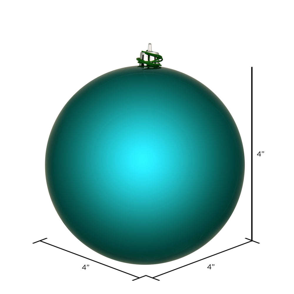 Vickerman 4" Dark Teal Shiny Ball Ornament 6 per Bag