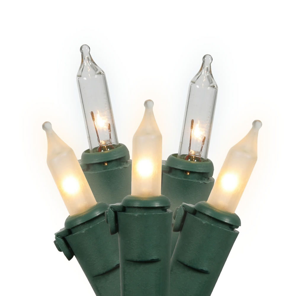Vickerman 100 Clear-Frosted White Mini Light on Green Wire 33' Christmas Light Strand