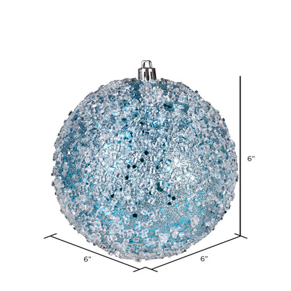 Vickerman 6" Baby Blue Glitter Hail Ball Ornament 4 per Bag