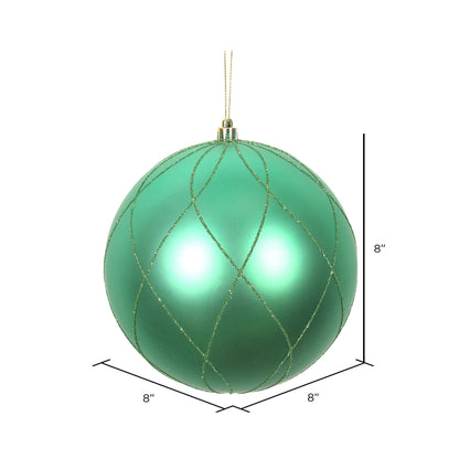 Vickerman 8" Seafoam Matte and Glitter Swirl Ball Ornament