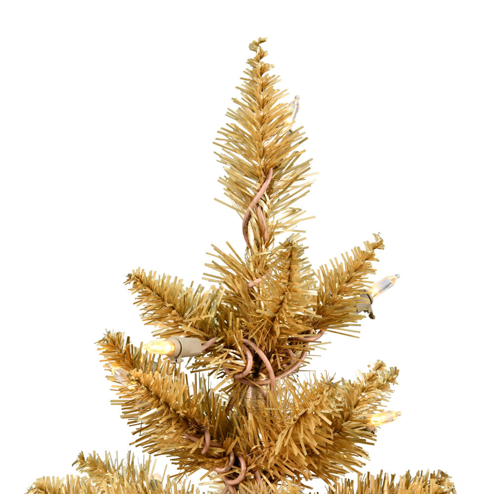 Vickerman 3' x 18" Gold Fir Artificial Christmas Pencil Tree Warm White Dura-Lit® LED Lights