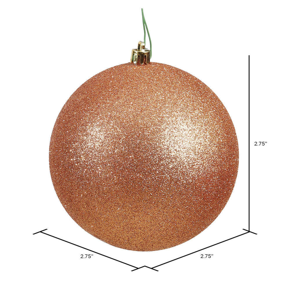 Vickerman 2.75" Rose Gold Glitter Ball Ornament 12 per Bag