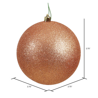 Vickerman 2.75" Rose Gold Glitter Ball Ornament 12 per Bag