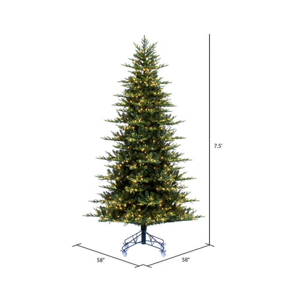 Vickerman 7.5' x 58" Vermont Fraser Fir Artificial Pre-Lit Christmas Tree Warm White Lights.